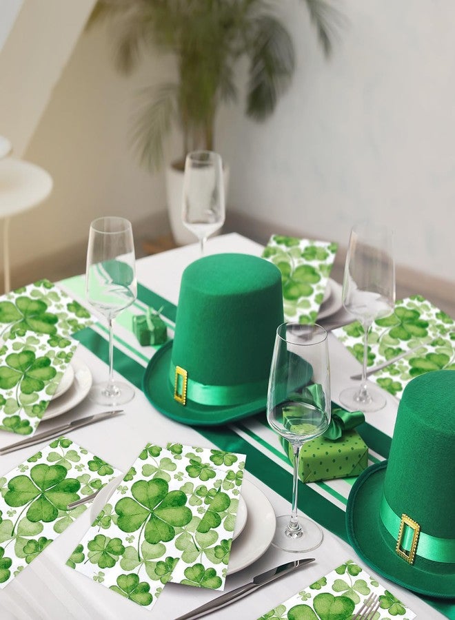 Quera 100 Pcs St. Patrick's Day Guest Napkins Watercolor Clover Paper Hand Towels Disposable Paper Napkins for Irish Party Dinner Bathroom Supplies, 4.3''*7.8'' - Image 4